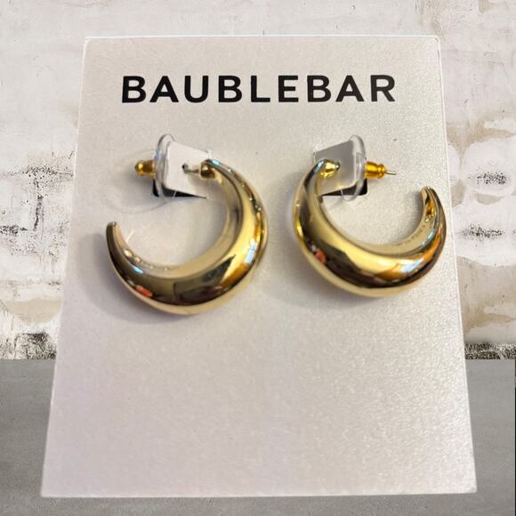 Baublebar NWT Moon Shaped Gold Hoop Earrings - Picture 1 of 4